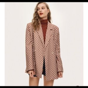 Cider Miss Congeniality Checkered Oversized Blazer